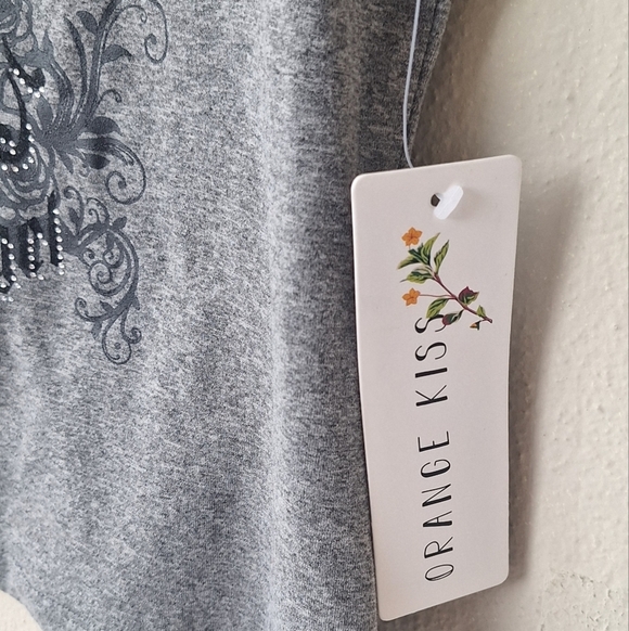 Orange Kiss "Dark Angel" Gray Women's T-shirt Size L NWT - Picture 5 of 5